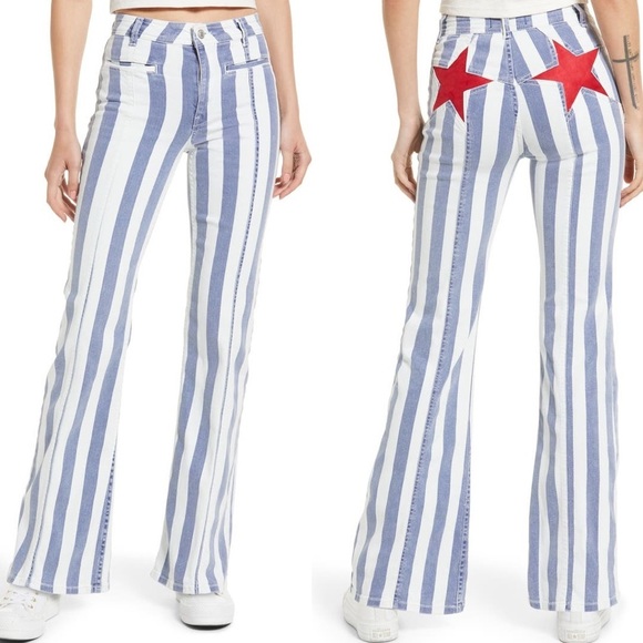 New Free People Firecracker Stripe Flare Pants Size 25 - Picture 1 of 5